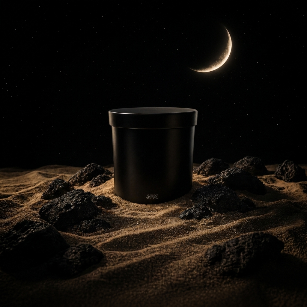 Oud Matrix Men's Scented Candle in Black Glass Jar with Metal Lid
